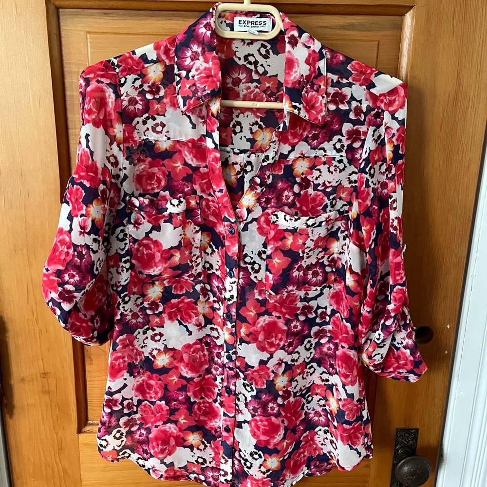 Express Pink Floral Button-Down Portofino shirt